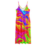 Abstract Colorful Liquid Trippy Print Jersey Midi Cami Dress