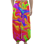 Abstract Colorful Liquid Trippy Print Lantern Pants