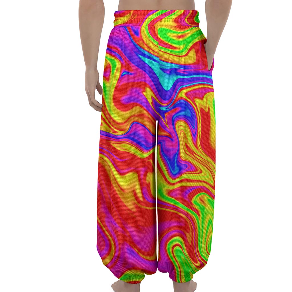 Abstract Colorful Liquid Trippy Print Lantern Pants