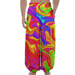 Abstract Colorful Liquid Trippy Print Lantern Pants