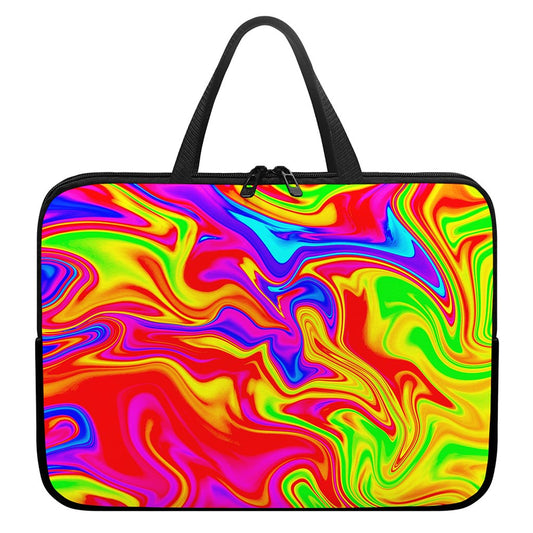Abstract Colorful Liquid Trippy Print Laptop Sleeve With Handle
