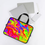 Abstract Colorful Liquid Trippy Print Laptop Sleeve With Handle