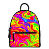 Abstract Colorful Liquid Trippy Print Leather Backpack