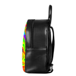 Abstract Colorful Liquid Trippy Print Leather Backpack