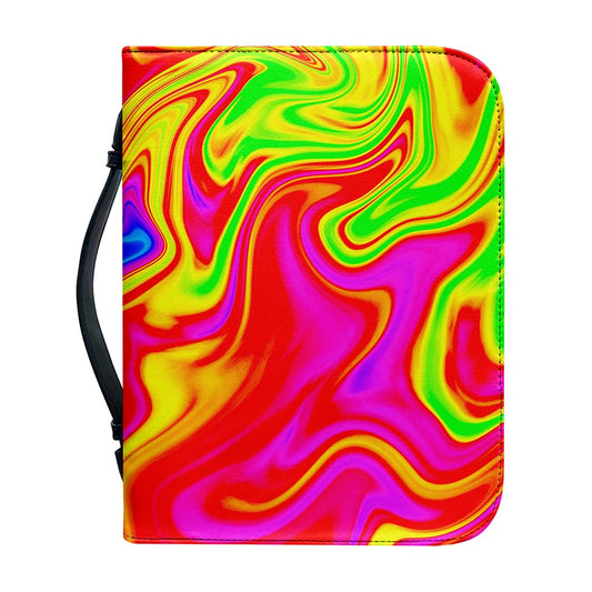 Abstract Colorful Liquid Trippy Print Leather Bible Cover