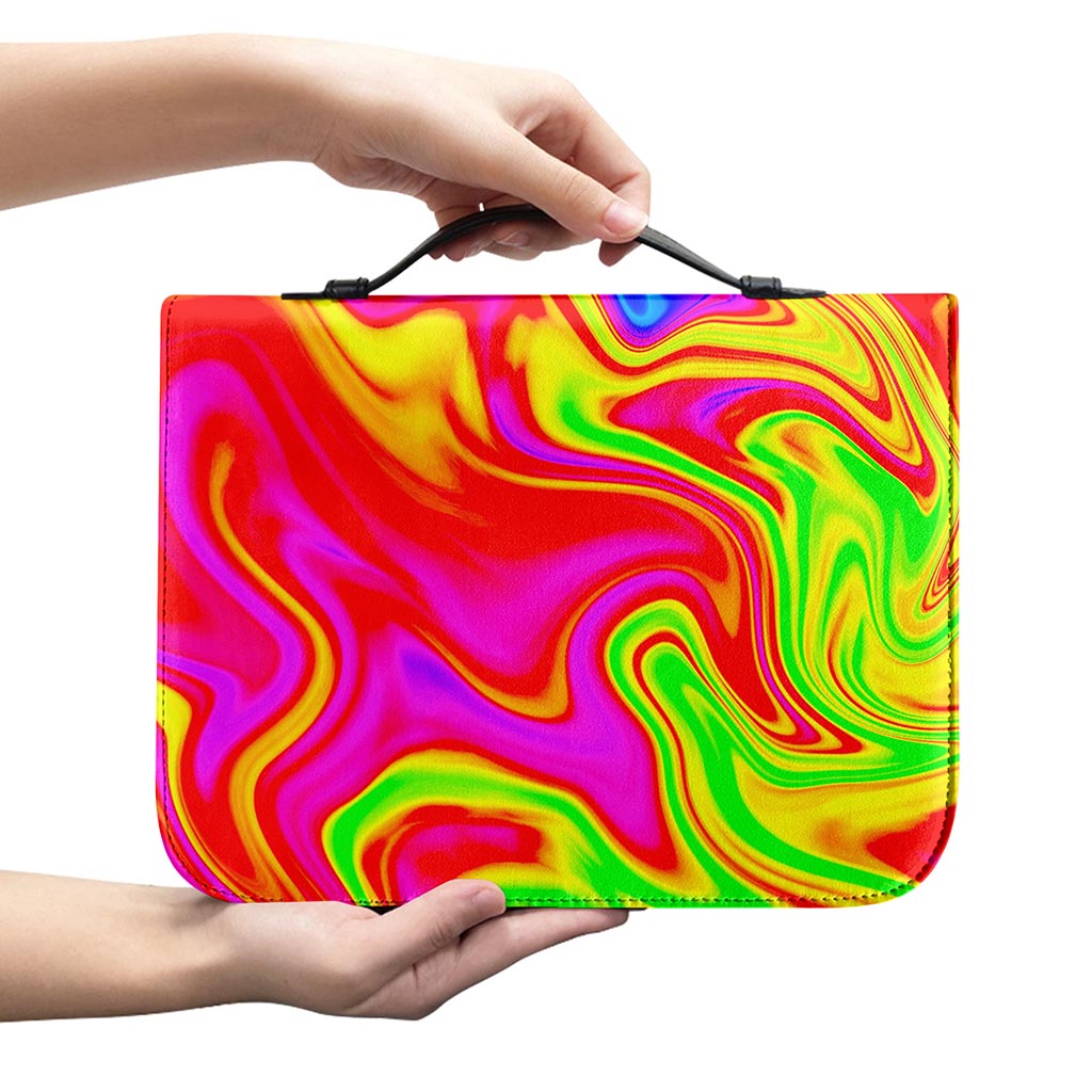 Abstract Colorful Liquid Trippy Print Leather Bible Cover