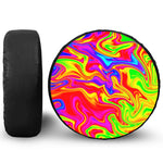 Abstract Colorful Liquid Trippy Print Leather Spare Tire Cover