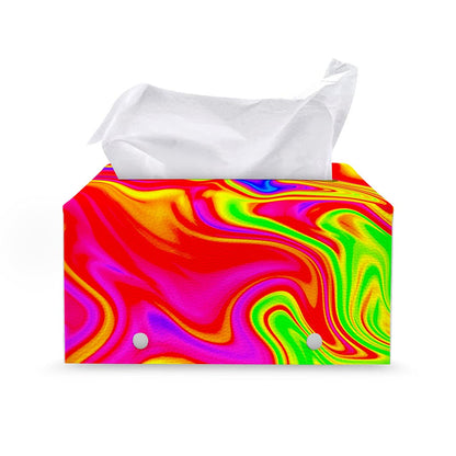 Abstract Colorful Liquid Trippy Print Leather Tissue Box Cover