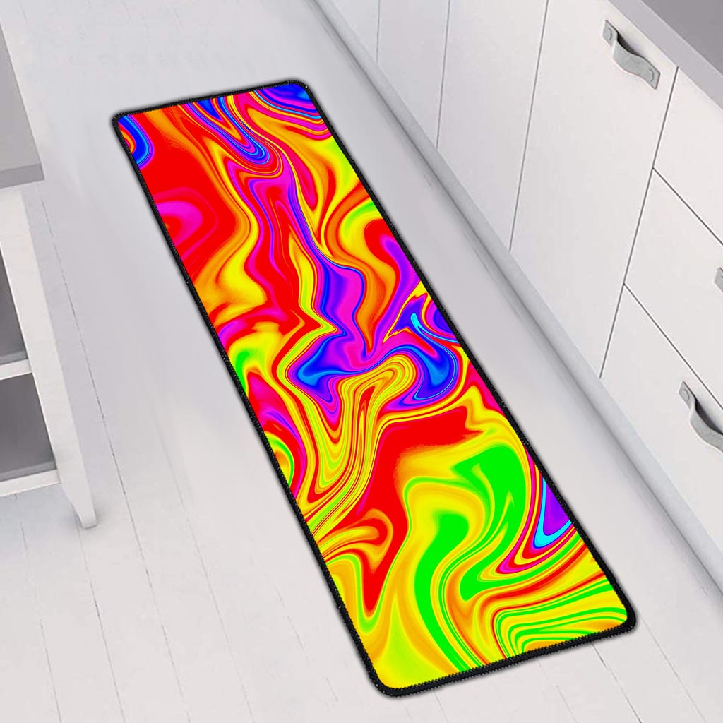 Abstract Colorful Liquid Trippy Print Long Kitchen Mat