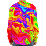 Abstract Colorful Liquid Trippy Print Long Sleeve Baseball Jersey
