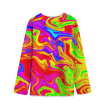 Abstract Colorful Liquid Trippy Print Long Sleeve Short Coat