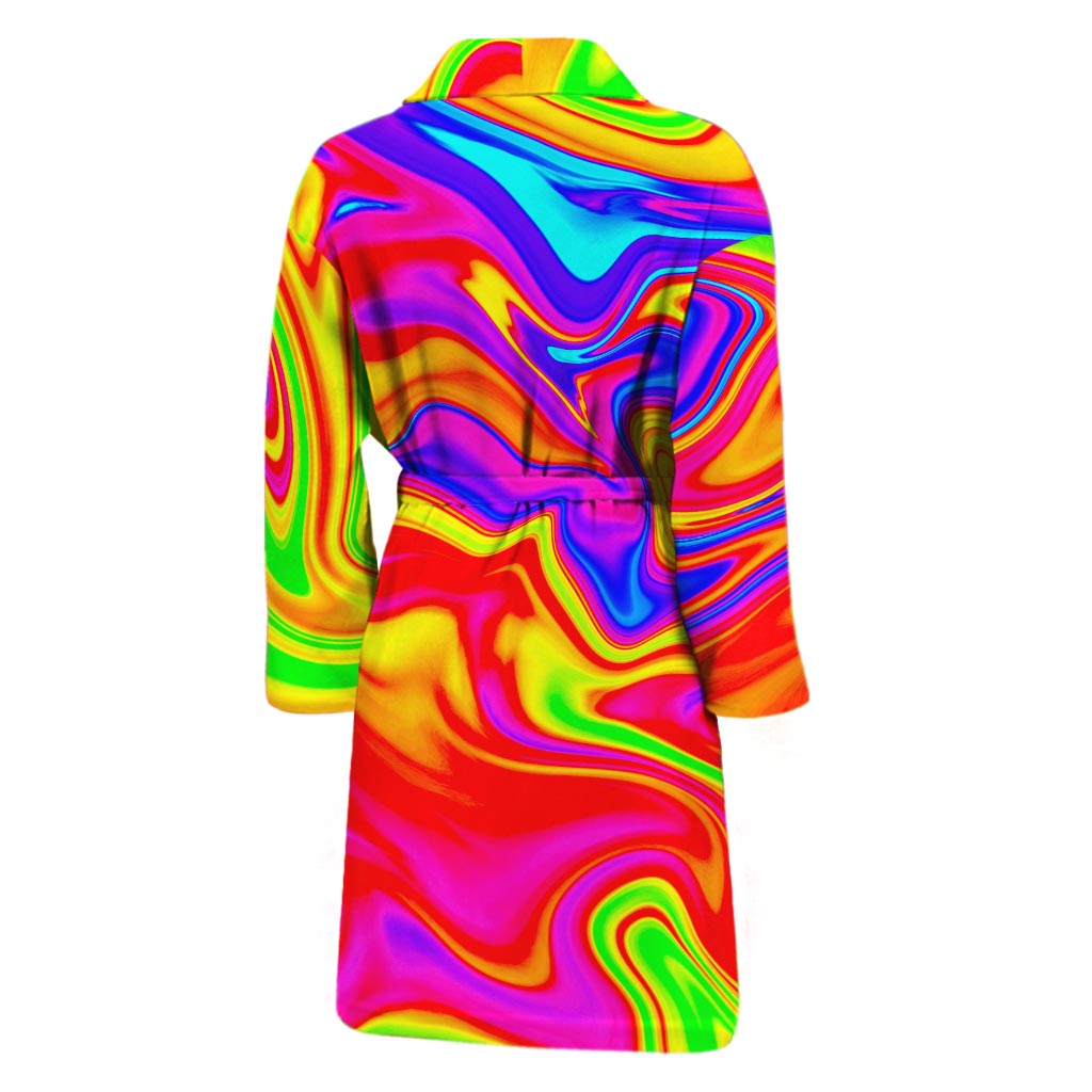 Abstract Colorful Liquid Trippy Print Men's Bathrobe