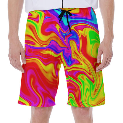 Abstract Colorful Liquid Trippy Print Men's Beach Shorts