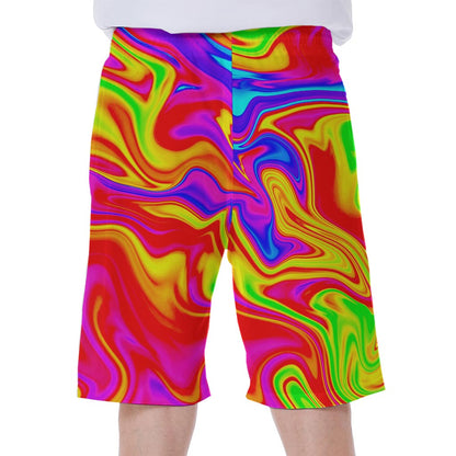 Abstract Colorful Liquid Trippy Print Men's Beach Shorts