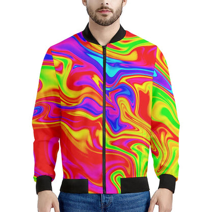 Abstract Colorful Liquid Trippy Print Men's Bomber Jacket