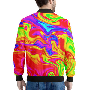 Abstract Colorful Liquid Trippy Print Men's Bomber Jacket