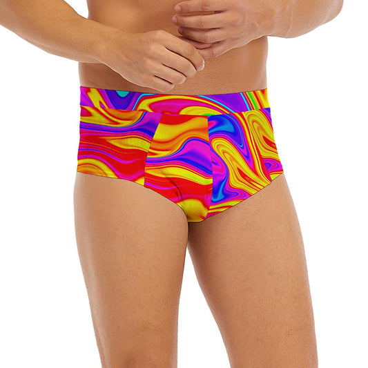 Abstract Colorful Liquid Trippy Print Men's Briefs