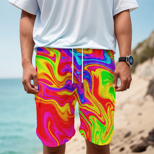 Abstract Colorful Liquid Trippy Print Men's Cargo Shorts