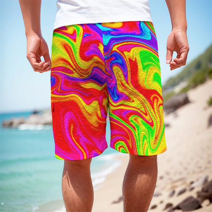 Abstract Colorful Liquid Trippy Print Men's Cargo Shorts