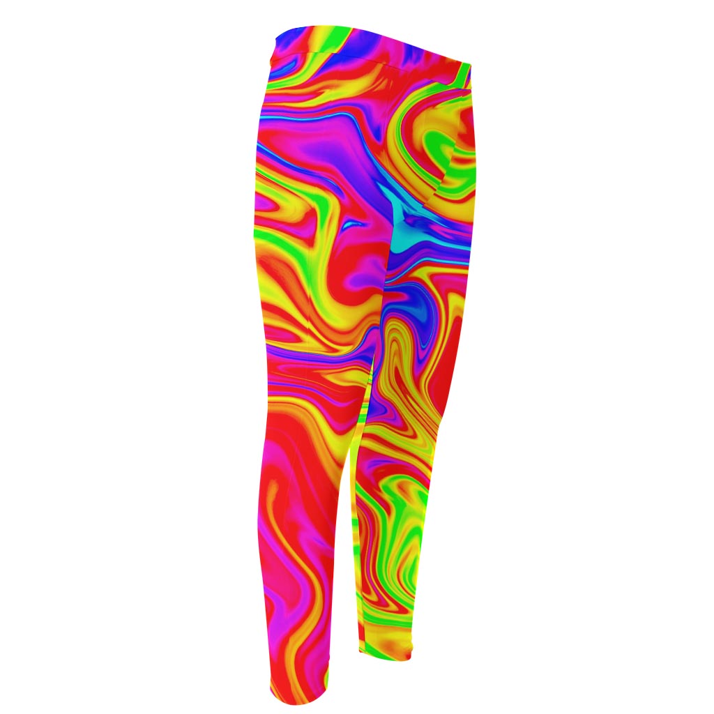 Abstract Colorful Liquid Trippy Print Men's Compression Pants
