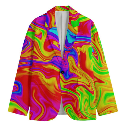 Abstract Colorful Liquid Trippy Print Men's Cotton Blazer