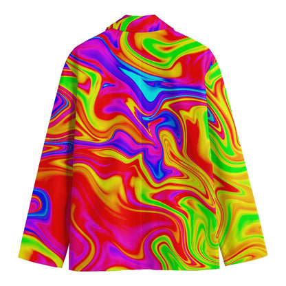 Abstract Colorful Liquid Trippy Print Men's Cotton Blazer