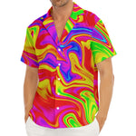 Abstract Colorful Liquid Trippy Print Men's Deep V-Neck Shirt