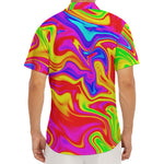 Abstract Colorful Liquid Trippy Print Men's Deep V-Neck Shirt