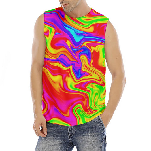 Abstract Colorful Liquid Trippy Print Men's Fitness Tank Top