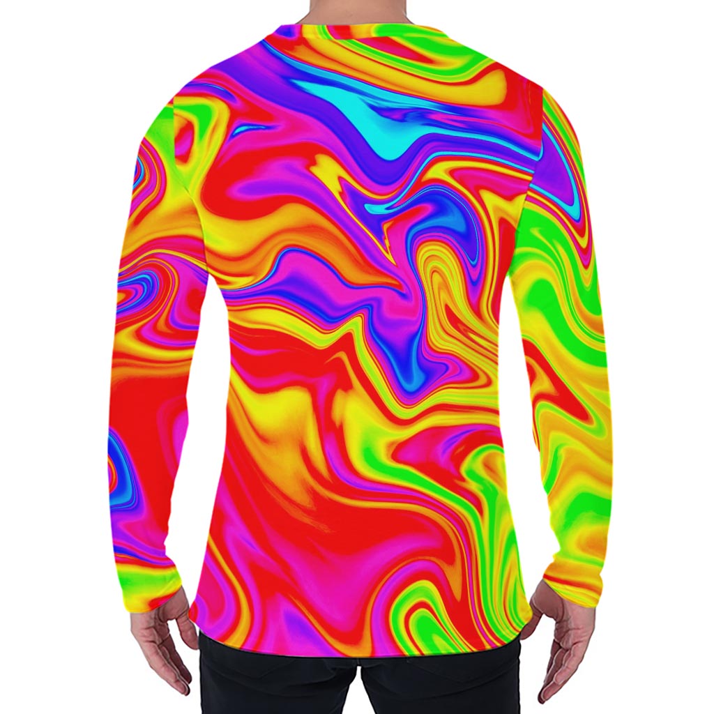 Abstract Colorful Liquid Trippy Print Men's Long Sleeve T-Shirt