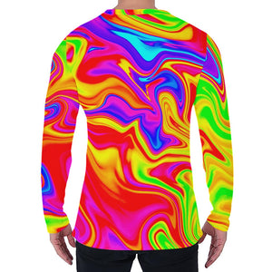 Abstract Colorful Liquid Trippy Print Men's Long Sleeve T-Shirt