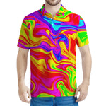 Abstract Colorful Liquid Trippy Print Men's Polo Shirt