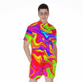 Abstract Colorful Liquid Trippy Print Men's Romper