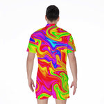 Abstract Colorful Liquid Trippy Print Men's Rompers