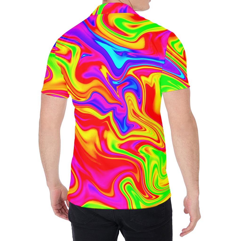 Abstract Colorful Liquid Trippy Print Men's Shirt