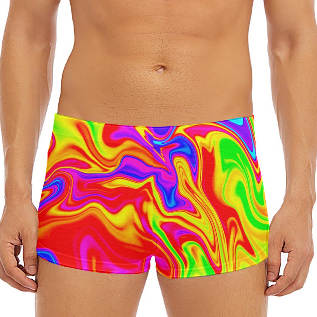 Abstract Colorful Liquid Trippy Print Men's Short Boxer Briefs