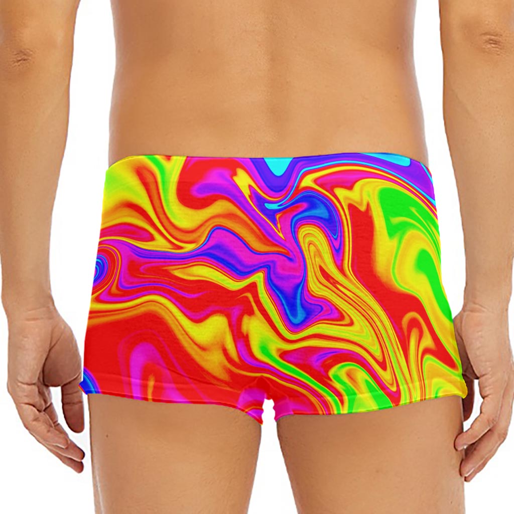 Abstract Colorful Liquid Trippy Print Men's Short Boxer Briefs