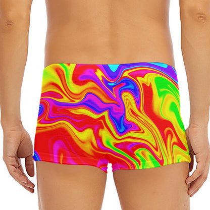 Abstract Colorful Liquid Trippy Print Men's Short Boxer Briefs