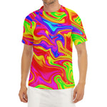 Abstract Colorful Liquid Trippy Print Men's Short Sleeve Rash Guard