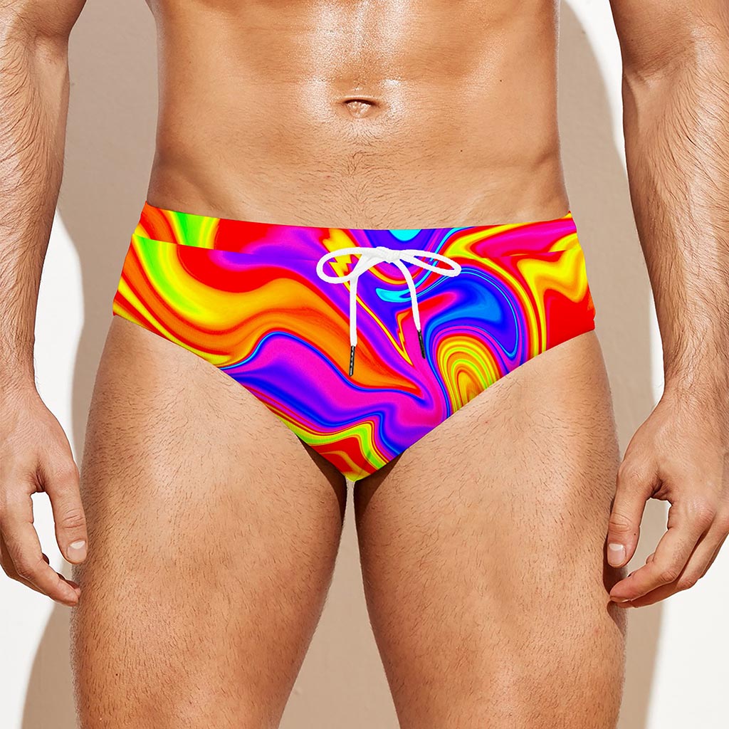 Abstract Colorful Liquid Trippy Print Men's Swim Briefs
