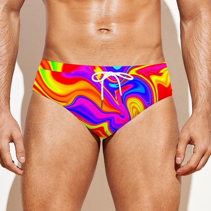 Abstract Colorful Liquid Trippy Print Men's Swim Briefs