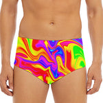 Abstract Colorful Liquid Trippy Print Men's Triangle Swim Briefs