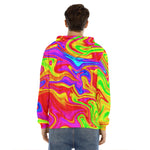 Abstract Colorful Liquid Trippy Print Men's Velvet Pullover Hoodie