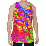 Abstract Colorful Liquid Trippy Print Men's Velvet Tank Top