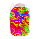 Abstract Colorful Liquid Trippy Print Mesh Laundry Hamper