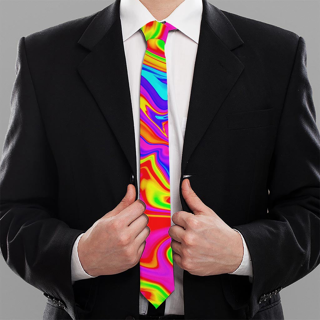 Abstract Colorful Liquid Trippy Print Necktie