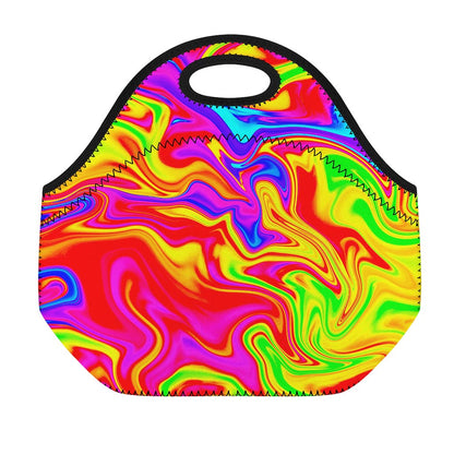 Abstract Colorful Liquid Trippy Print Neoprene Lunch Bag