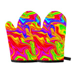 Abstract Colorful Liquid Trippy Print Oven Mitts