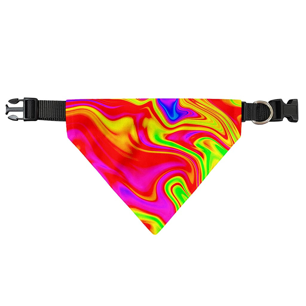 Abstract Colorful Liquid Trippy Print Over The Collar Dog Bandana