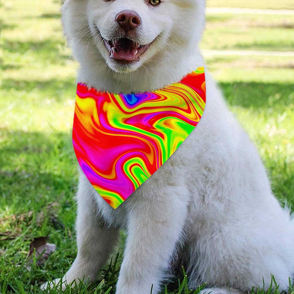 Abstract Colorful Liquid Trippy Print Over The Collar Dog Bandana